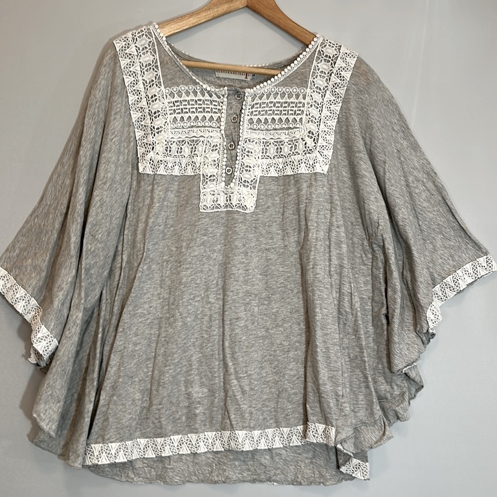 Johnny Was 4 Love and Liberty Womens Size S Tunic Top Blouse Boho Trim Lace - Picture 3 of 12